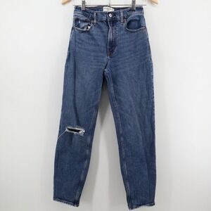 Abercrombie & Fitch Mom Jeans Womens 25 0 High Rise Distressed Modern Blue Good